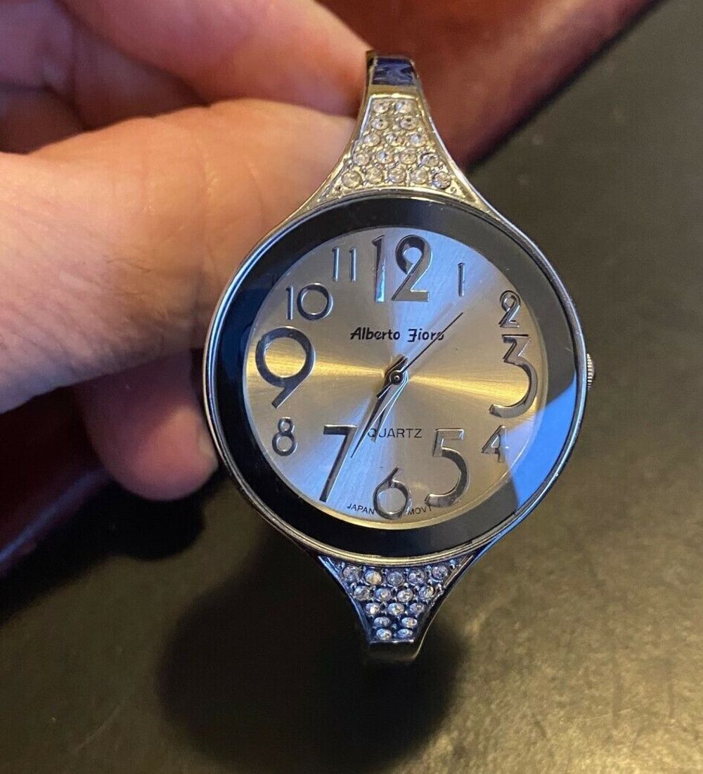Women's 32mm Alberto Fioro Silver Tone Watch with Crystal Accents